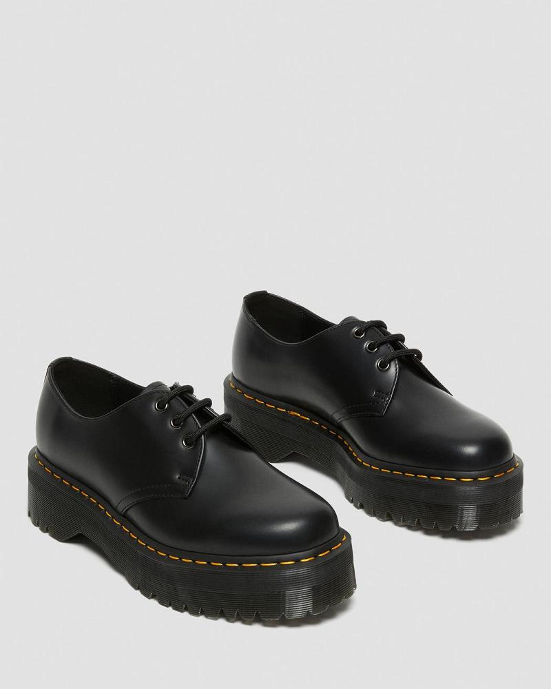 Black Women's Dr Martens 1461 Smooth Leather Platform Shoes | CA 390DFM